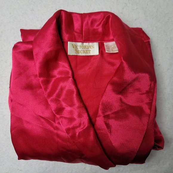 Victorias Secret Womens P Gold Label Satin Pajama Set Pink Top and Pants Vintage - Picture 9 of 16